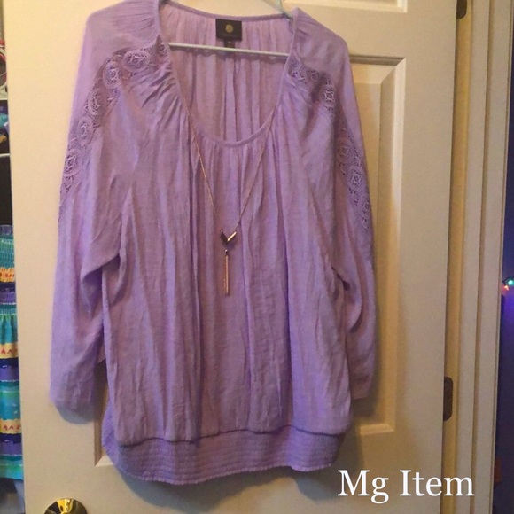 JM Collection Tops - JM Collection Lavender Lightweight Blouse (mg)